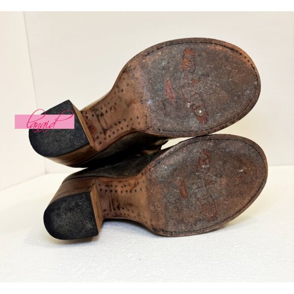 Freebird Steven Bond Stone Leather Distressed Strappy Edgy Buckles Ankle Chunky - Picture 14 of 16